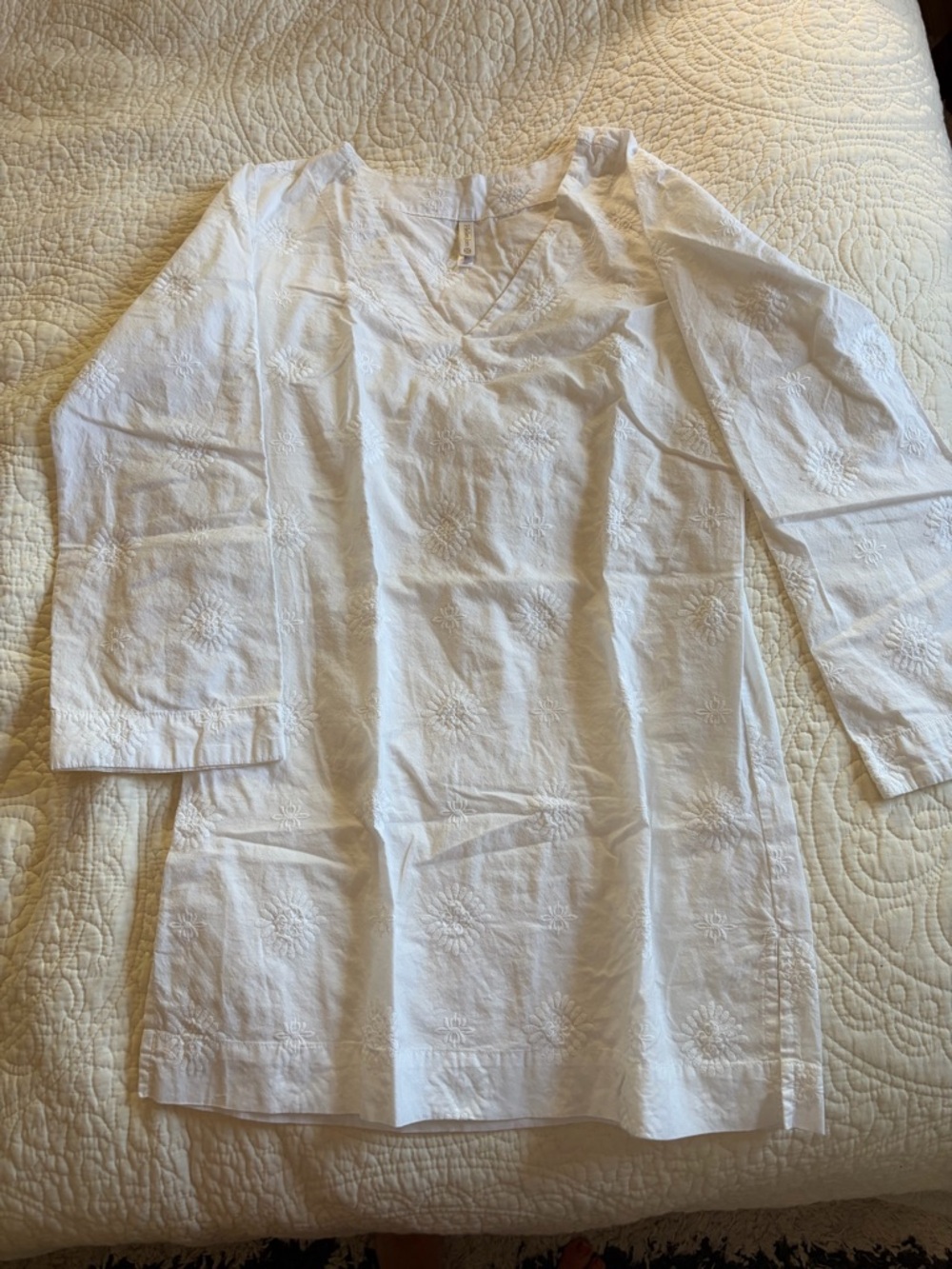 White Embroidered Tunic / Swim Cover Up by Helen Jon